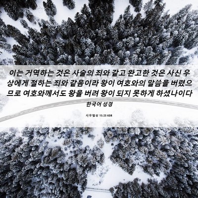 Picture 06 - 사무엘상 15:23 KOR - 이는 거역하는 것은 사술의 죄와 - Bible Verse Picture