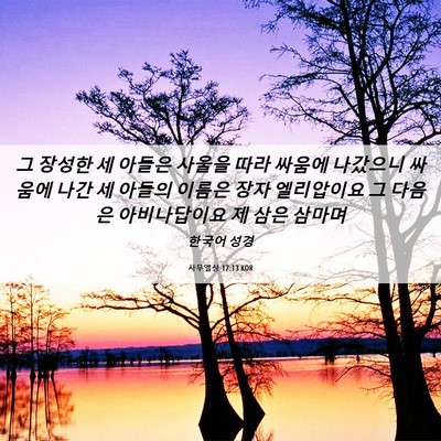 Picture 06 - 사무엘상 17:13 KOR - 그 장성한 세 아들은 사울을 따라 - Bible Verse Picture