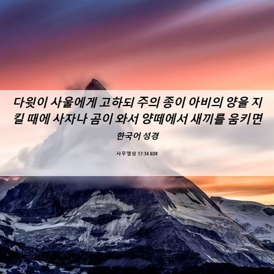 Picture 06 - 사무엘상 17:34 KOR - 다윗이 사울에게 고하되 주의 종이 - Bible Verse Picture