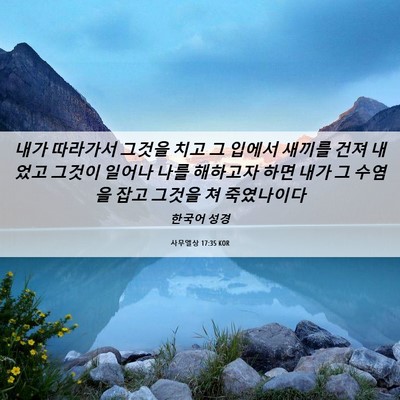 Picture 06 - 사무엘상 17:35 KOR - 내가 따라가서 그것을 치고 그 - Bible Verse Picture