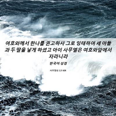 Picture 06 - 사무엘상 2:21 KOR - 여호와께서 한나를 권고하사 그로 - Bible Verse Picture