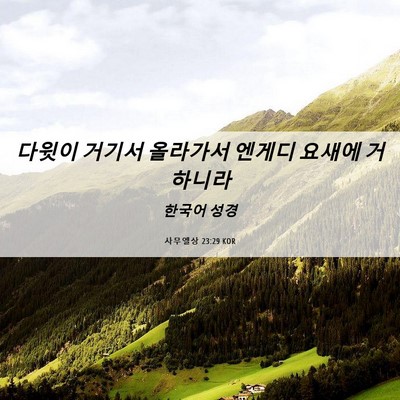 Picture 06 - 사무엘상 23:29 KOR - 다윗이 거기서 올라가서 엔게디 - Bible Verse Picture