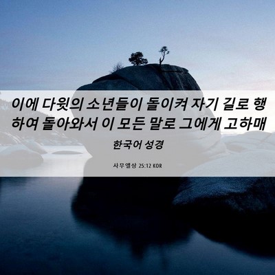 Picture 06 - 사무엘상 25:12 KOR - 이에 다윗의 소년들이 돌이켜 자기 - Bible Verse Picture