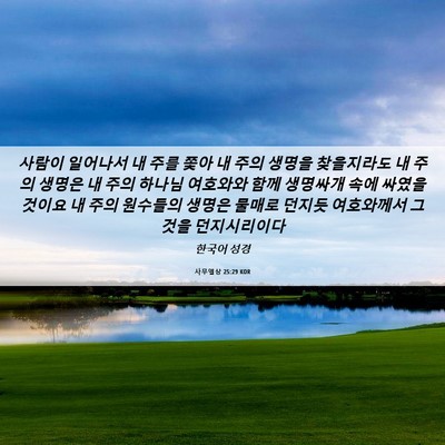 Picture 06 - 사무엘상 25:29 KOR - 사람이 일어나서 내 주를 쫓아 내 - Bible Verse Picture
