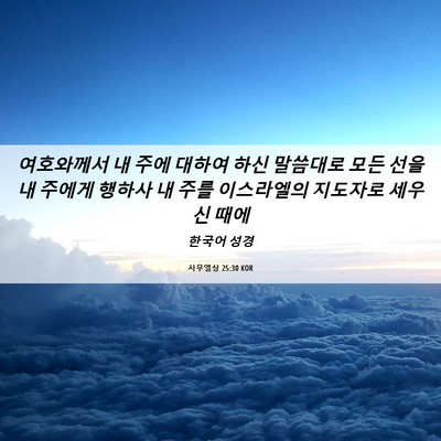 Picture 06 - 사무엘상 25:30 KOR - 여호와께서 내 주에 대하여 하신 - Bible Verse Picture
