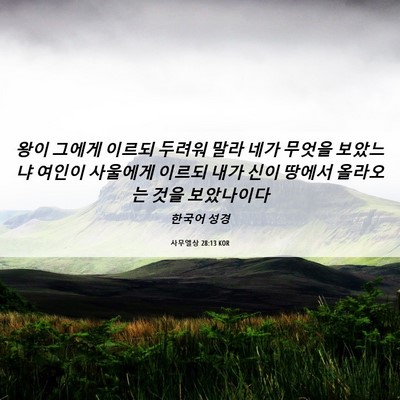 Picture 06 - 사무엘상 28:13 KOR - 왕이 그에게 이르되 두려워 말라 - Bible Verse Picture