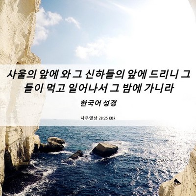 Picture 06 - 사무엘상 28:25 KOR - 사울의 앞에 와 그 신하들의 앞에 - Bible Verse Picture