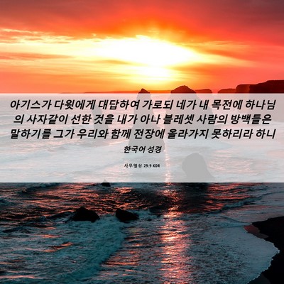 Picture 06 - 사무엘상 29:9 KOR - 아기스가 다윗에게 대답하여 가로되 - Bible Verse Picture