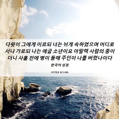 Picture 06 - 사무엘상 30:13 KOR - 다윗이 그에게 이르되 너는 뉘게 - Bible Verse Picture