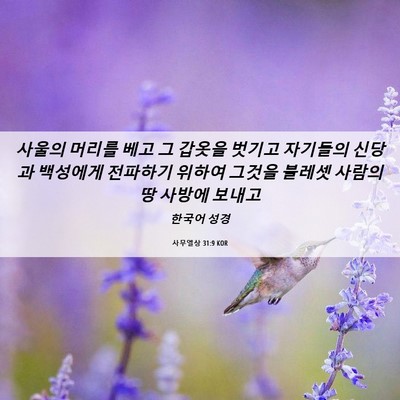 Picture 06 - 사무엘상 31:9 KOR - 사울의 머리를 베고 그 갑옷을 - Bible Verse Picture