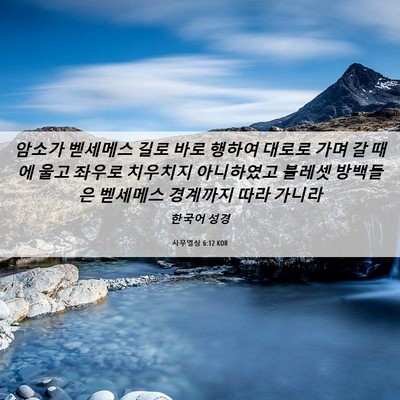 Picture 06 - 사무엘상 6:12 KOR - 암소가 벧세메스 길로 바로 행하여 - Bible Verse Picture
