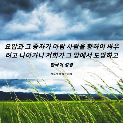 Picture 06 - 사무엘하 10:13 KOR - 요압과 그 종자가 아람 사람을 - Bible Verse Picture