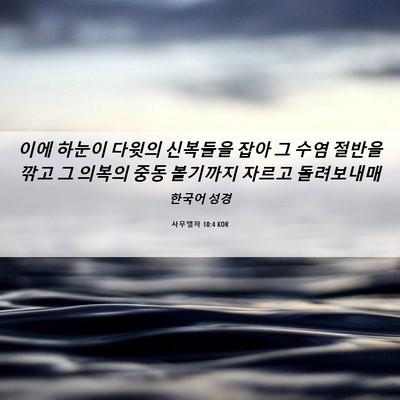 Picture 06 - 사무엘하 10:4 KOR - 이에 하눈이 다윗의 신복들을 잡아 - Bible Verse Picture