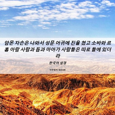 Picture 06 - 사무엘하 10:8 KOR - 암몬 자손은 나와서 성문 어귀에 - Bible Verse Picture