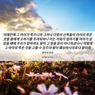 Picture 06 - 사무엘하 12:18 KOR - 이레만에 그 아이가 죽으니라 그러나 - Bible Verse Picture