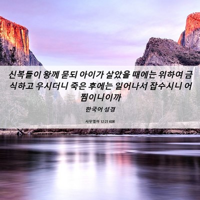 Picture 06 - 사무엘하 12:21 KOR - 신복들이 왕께 묻되 아이가 살았을 - Bible Verse Picture