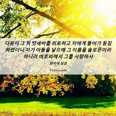 Picture 06 - 사무엘하 12:24 KOR - 다윗이 그 처 밧세바를 위로하고 - Bible Verse Picture