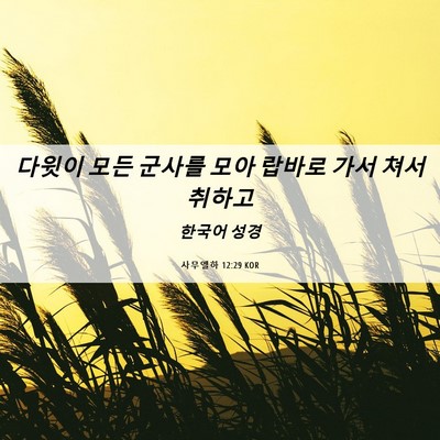 Picture 06 - 사무엘하 12:29 KOR - 다윗이 모든 군사를 모아 랍바로 - Bible Verse Picture