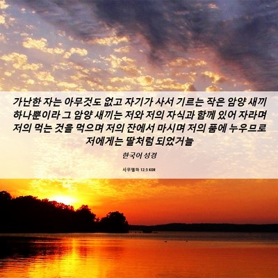 Picture 06 - 사무엘하 12:3 KOR - 가난한 자는 아무것도 없고 자기가 - Bible Verse Picture