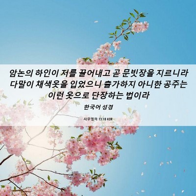 Picture 06 - 사무엘하 13:18 KOR - 암논의 하인이 저를 끌어내고 곧 - Bible Verse Picture