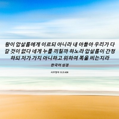 Picture 06 - 사무엘하 13:25 KOR - 왕이 압살롬에게 이르되 아니라 내 - Bible Verse Picture