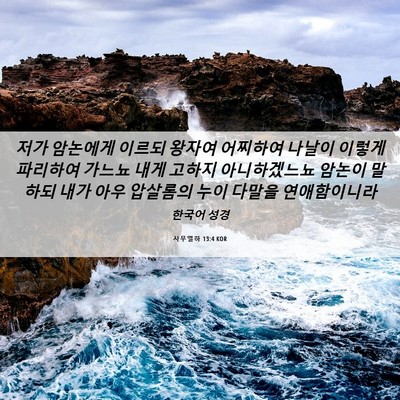 Picture 06 - 사무엘하 13:4 KOR - 저가 암논에게 이르되 왕자여 - Bible Verse Picture
