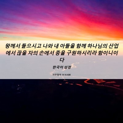 Picture 06 - 사무엘하 14:16 KOR - 왕께서 들으시고 나와 내 아들을 - Bible Verse Picture