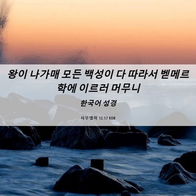 Picture 06 - 사무엘하 15:17 KOR - 왕이 나가매 모든 백성이 다 따라서 - Bible Verse Picture