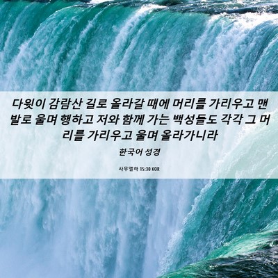 Picture 06 - 사무엘하 15:30 KOR - 다윗이 감람산 길로 올라갈 때에 - Bible Verse Picture