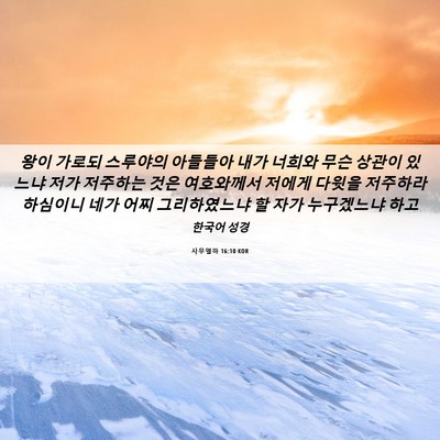 Picture 06 - 사무엘하 16:10 KOR - 왕이 가로되 스루야의 아들들아 내가 - Bible Verse Picture