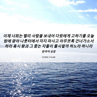 Picture 06 - 사무엘하 17:16 KOR - 이제 너희는 빨리 사람을 보내어 - Bible Verse Picture