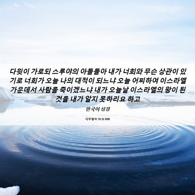 Picture 06 - 사무엘하 19:22 KOR - 다윗이 가로되 스루야의 아들들아 - Bible Verse Picture
