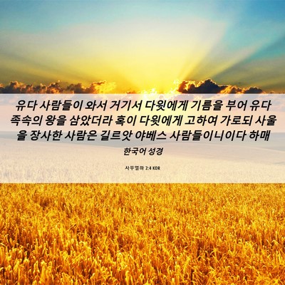 Picture 06 - 사무엘하 2:4 KOR - 유다 사람들이 와서 거기서 다윗에게 - Bible Verse Picture