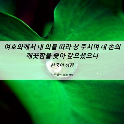 Picture 06 - 사무엘하 22:21 KOR - 여호와께서 내 의를 따라 상 주시며 - Bible Verse Picture
