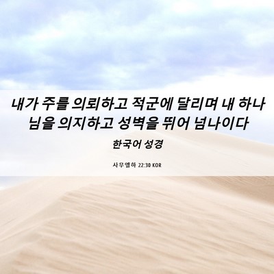 Picture 06 - 사무엘하 22:30 KOR - 내가 주를 의뢰하고 적군에 달리며 - Bible Verse Picture