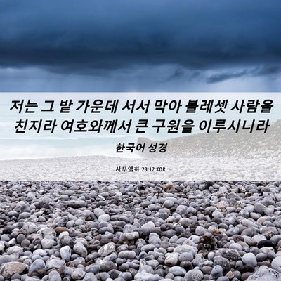 Picture 06 - 사무엘하 23:12 KOR - 저는 그 밭 가운데 서서 막아 블레셋 - Bible Verse Picture