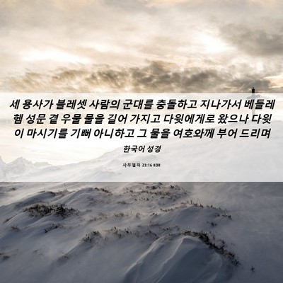Picture 06 - 사무엘하 23:16 KOR - 세 용사가 블레셋 사람의 군대를 - Bible Verse Picture