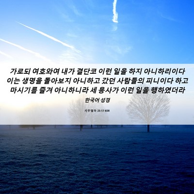 Picture 06 - 사무엘하 23:17 KOR - 가로되 여호와여 내가 결단코 이런 - Bible Verse Picture