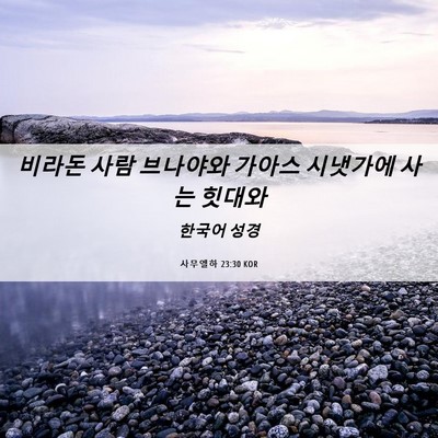 Picture 06 - 사무엘하 23:30 KOR - 비라돈 사람 브나야와 가아스 - Bible Verse Picture