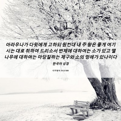 Picture 06 - 사무엘하 24:22 KOR - 아라우나가 다윗에게 고하되 원컨대 - Bible Verse Picture