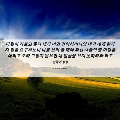 Picture 06 - 사무엘하 3:13 KOR - 다윗이 가로되 좋다 내가 너와 - Bible Verse Picture