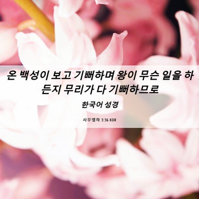 Picture 06 - 사무엘하 3:36 KOR - 온 백성이 보고 기뻐하며 왕이 무슨 - Bible Verse Picture