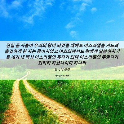 Picture 06 - 사무엘하 5:2 KOR - 전일 곧 사울이 우리의 왕이 되었을 - Bible Verse Picture