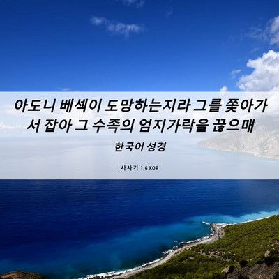 Picture 06 - 사사기 1:6 KOR - 아도니 베섹이 도망하는지라 그를 - Bible Verse Picture