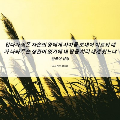 Picture 06 - 사사기 11:12 KOR - 입다가 암몬 자손의 왕에게 사자를 - Bible Verse Picture