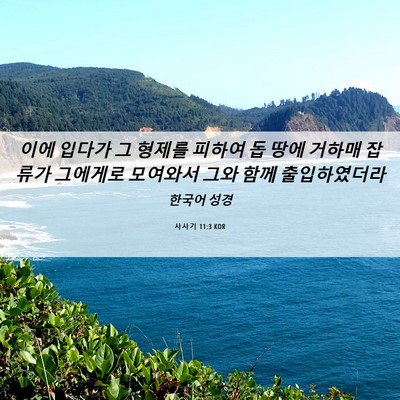 Picture 06 - 사사기 11:3 KOR - 이에 입다가 그 형제를 피하여 돕 - Bible Verse Picture