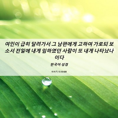 Picture 06 - 사사기 13:10 KOR - 여인이 급히 달려가서 그 남편에게 - Bible Verse Picture