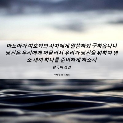 Picture 06 - 사사기 13:15 KOR - 마노아가 여호와의 사자에게 - Bible Verse Picture