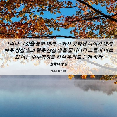 Picture 06 - 사사기 14:13 KOR - 그러나 그것을 능히 내게 고하지 - Bible Verse Picture