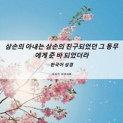 Picture 06 - 사사기 14:20 KOR - 삼손의 아내는 삼손의 친구되었던 그 - Bible Verse Picture